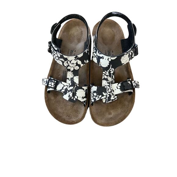 Alpro by Birkenstock Black Gizeh Royal Python Floral Sandals Size 7M - Picture 1 of 7